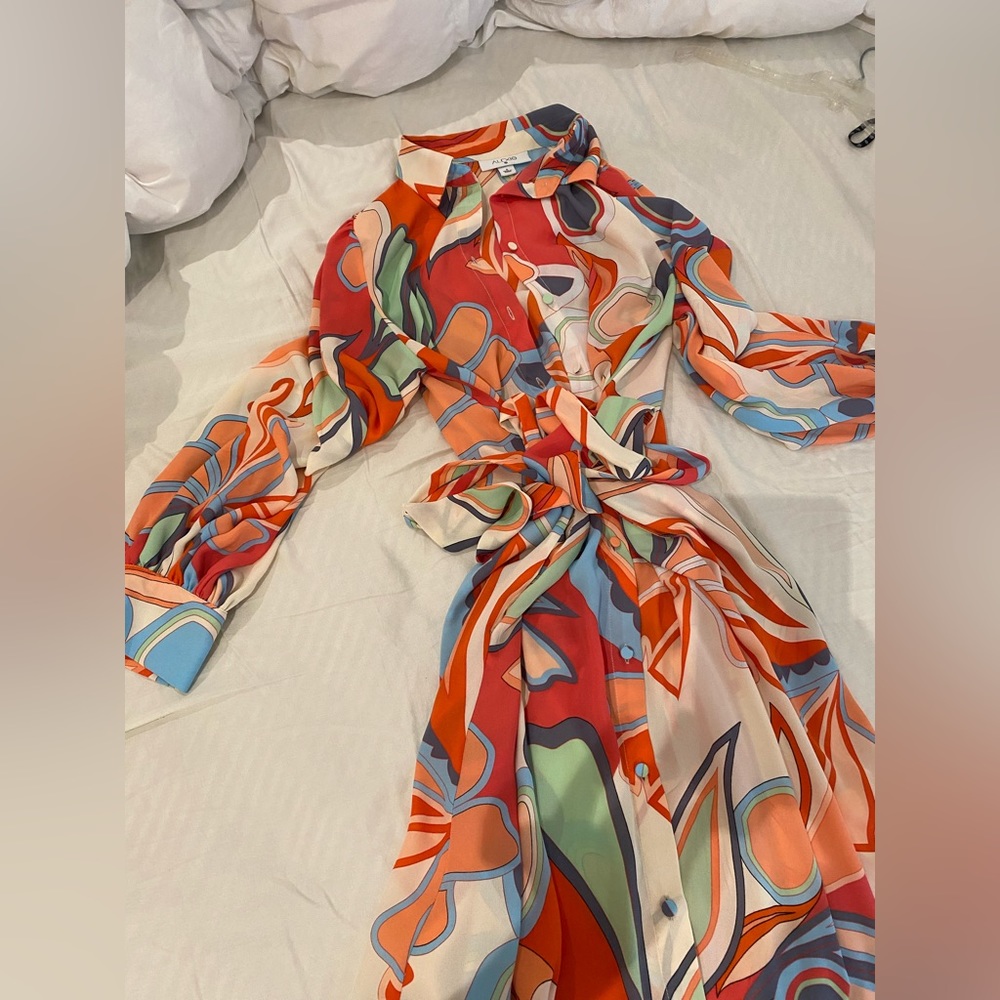 Alexis colorful maxi dress long sleeve button down